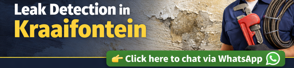 Leak detection in Kraaifontein showing damp patch and bubbling paint on a wall