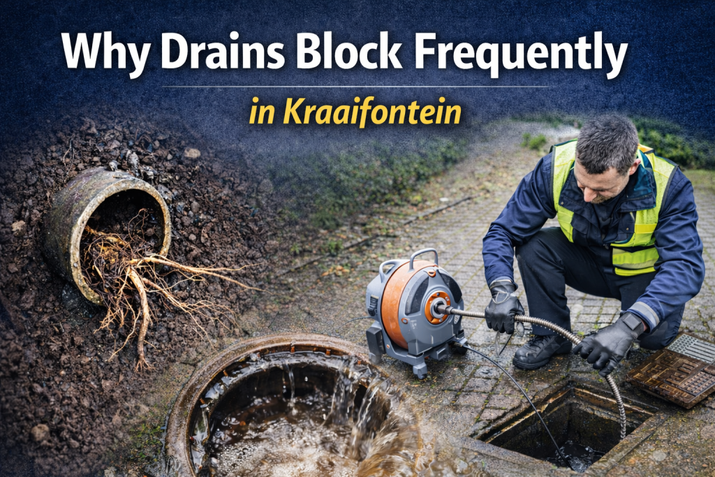 Blocked drain being cleared in Kraaifontein residential home