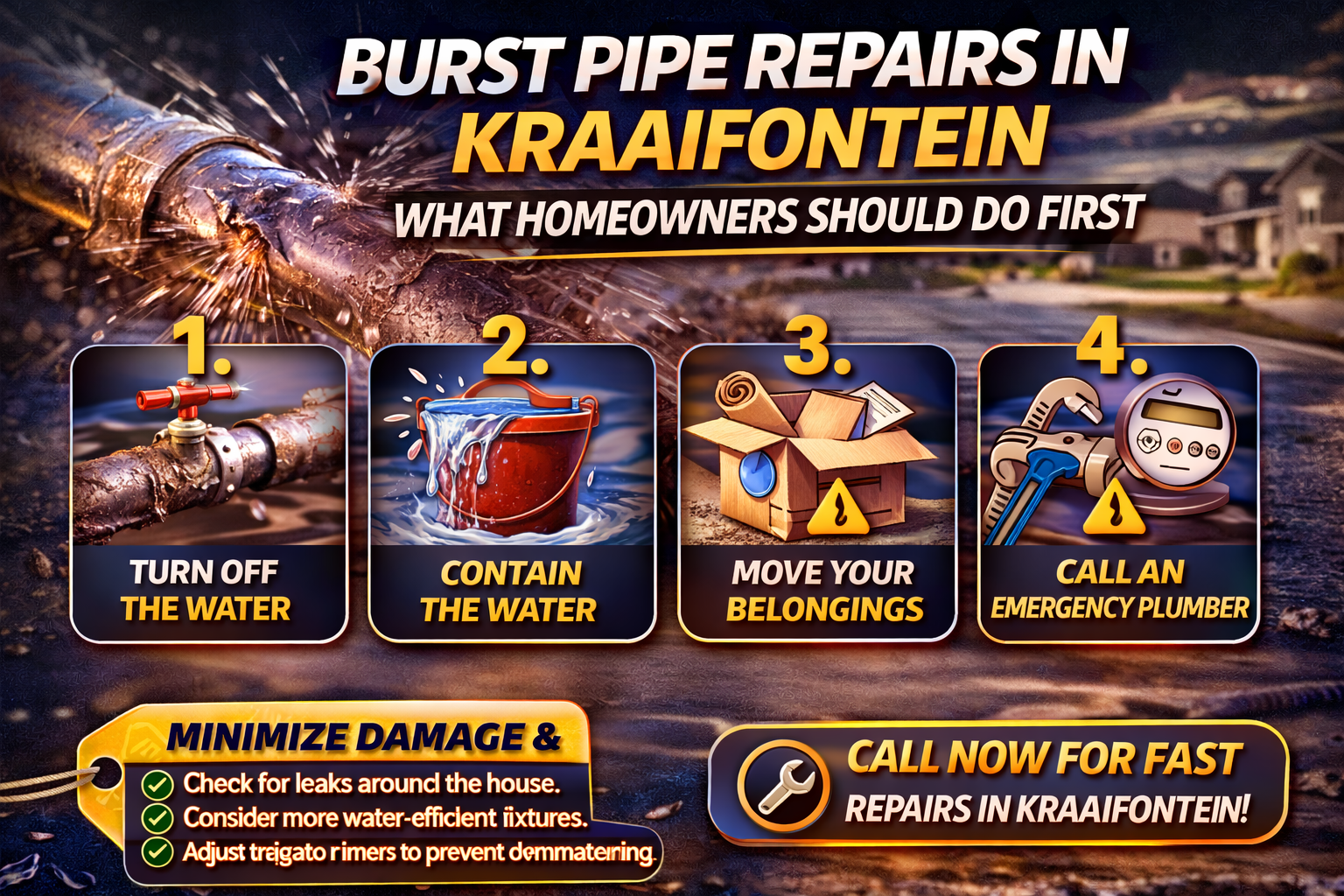 burst pipe repairs kraaifontein emergency plumbing water flooding home