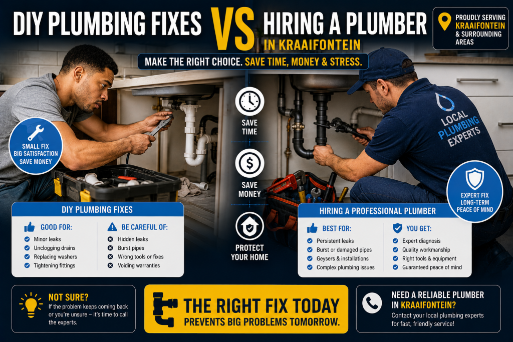 DIY plumbing vs hiring a plumber in Kraaifontein